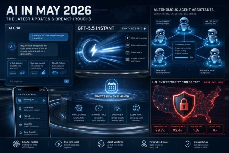 AI Update (May 2026): OpenAI Ads in ChatGPT, GPT‑5.5 Instant, Agentic Assistants, Apple Model Choices, and U.S. Security Stress Tests