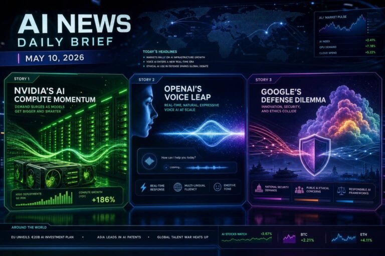 Top AI News Daily Brief (May 10, 2026): Nvidia’s AI Compute Signals, OpenAI’s Real‑Time Voice Leap, and Google’s Defense Dilemma